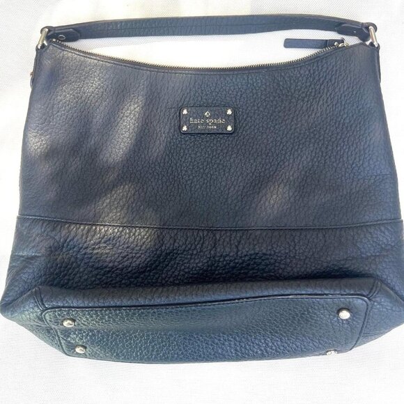 Kate Spade New York Black Leather Shoulder Handbag Tote Purse - Picture 2 of 5
